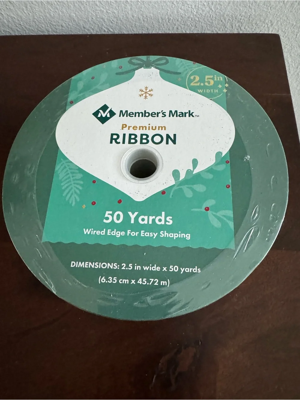 Decorative Ribbon in Sage Green with metallic gold threads Wired Edge 50 yds NWT